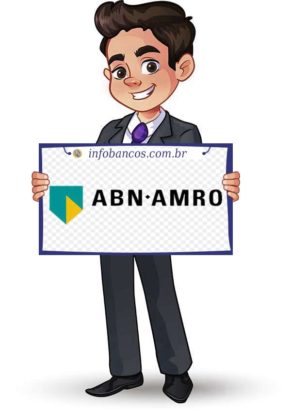 Foto do logotipo do BANCO ABN AMRO S.A. dentro de um quadro com um rapaz o segurando
