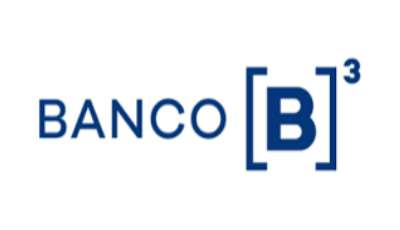 Foto do logotipo do BANCO B3 S.A. dentro de um quadro com um rapaz o segurando