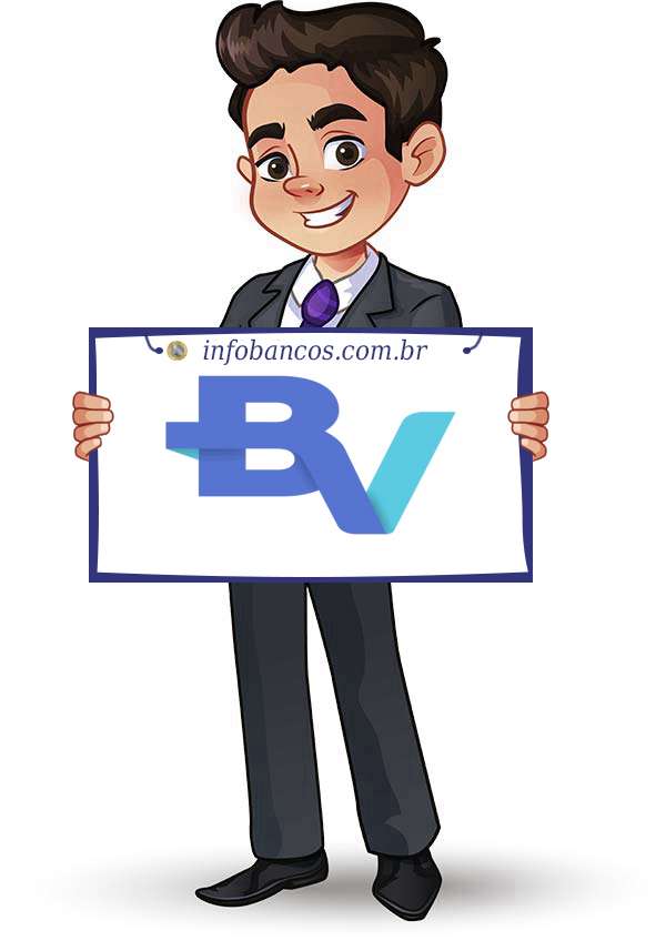 Foto do logotipo do BANCO BRASILEIRO DE CRÉDITO SOCIEDADE ANÔNIMA dentro de um quadro com um rapaz o segurando