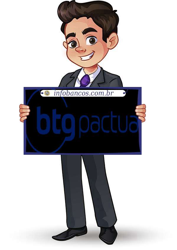 Foto do logotipo do BANCO BTG PACTUAL S.A. dentro de um quadro com um rapaz o segurando