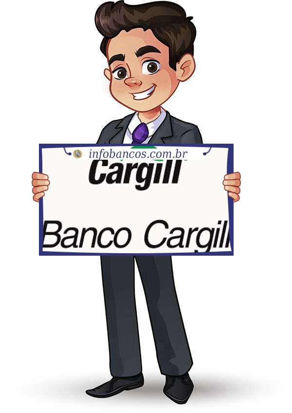 Foto do logotipo do BANCO CARGILL S.A. dentro de um quadro com um rapaz o segurando