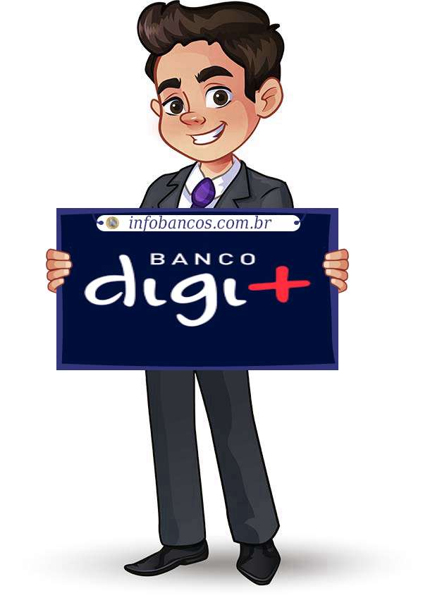 Foto do logotipo do BANCO DIGIMAIS S.A. dentro de um quadro com um rapaz o segurando
