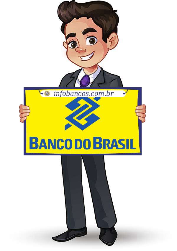 Foto do logotipo do BANCO DO BRASIL S.A. dentro de um quadro com um rapaz o segurando