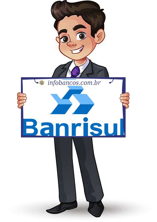 Foto do logotipo do BANCO DO ESTADO DO RIO GRANDE DO SUL S.A. dentro de um quadro com um rapaz o segurando