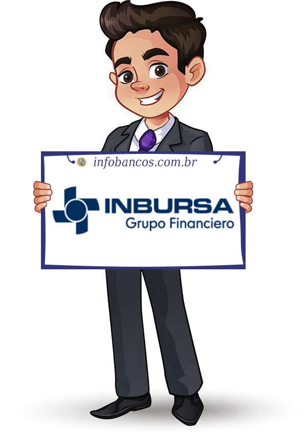 Foto do logotipo do BANCO INBURSA S.A. dentro de um quadro com um rapaz o segurando