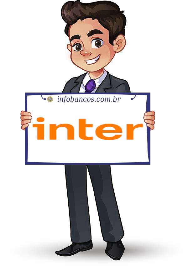 Foto do logotipo do BANCO INTER S.A. dentro de um quadro com um rapaz o segurando