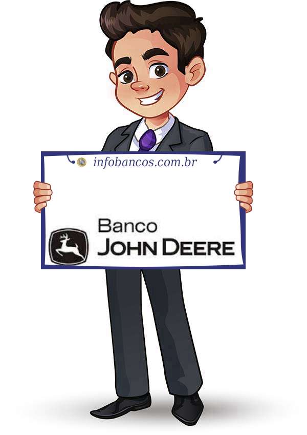 Foto do logotipo do BANCO JOHN DEERE S.A. dentro de um quadro com um rapaz o segurando