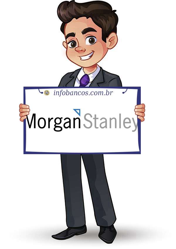 Foto do logotipo do BANCO MORGAN STANLEY S.A. dentro de um quadro com um rapaz o segurando