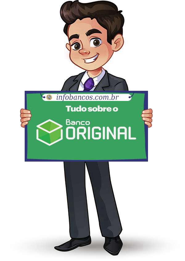 Foto do logotipo do BANCO ORIGINAL DO AGRONEGÓCIO S.A. dentro de um quadro com um rapaz o segurando