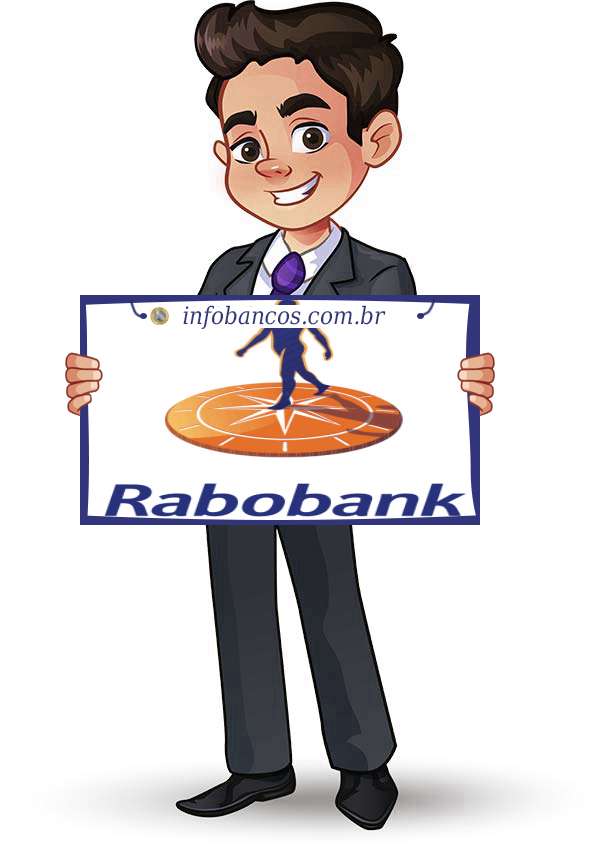 Foto do logotipo do BANCO RABOBANK INTERNATIONAL BRASIL S.A. dentro de um quadro com um rapaz o segurando