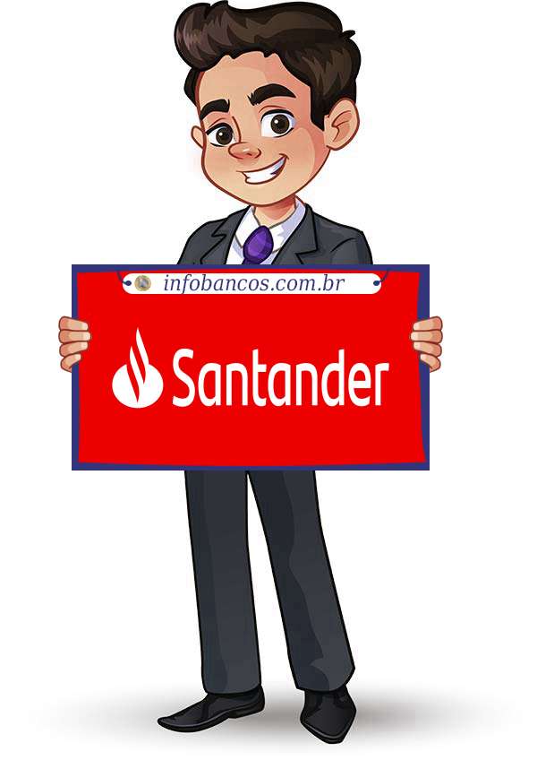 Foto do logotipo do BANCO SANTANDER (BRASIL) S.A. dentro de um quadro com um rapaz o segurando