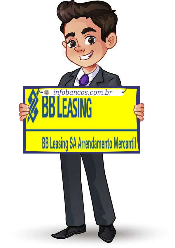 Foto do logotipo do BB-LEASING S/A ARRENDAMENTO MERCANTIL dentro de um quadro com um rapaz o segurando