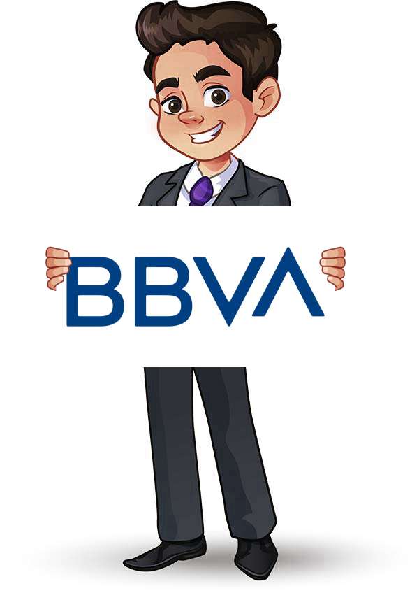 Foto do logotipo do BBVA BRASIL BANCO DE INVESTIMENTO S.A. dentro de um quadro com um rapaz o segurando