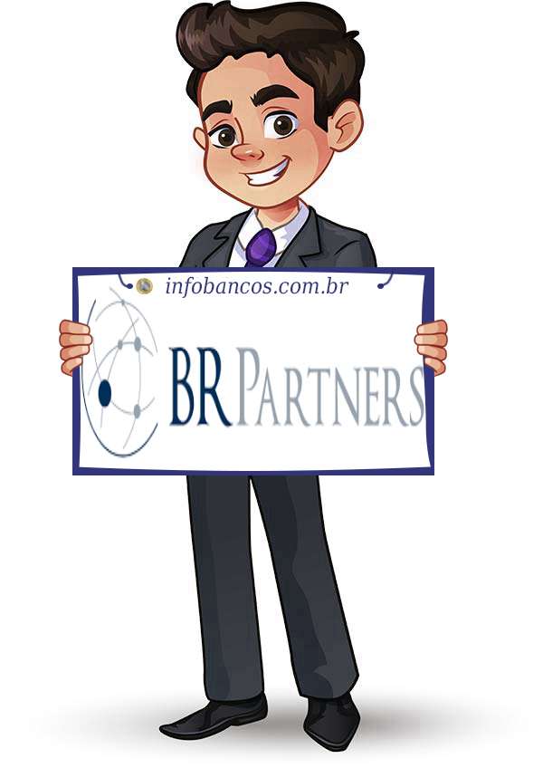 Foto do logotipo do BR PARTNERS BANCO DE INVESTIMENTO S.A. dentro de um quadro com um rapaz o segurando