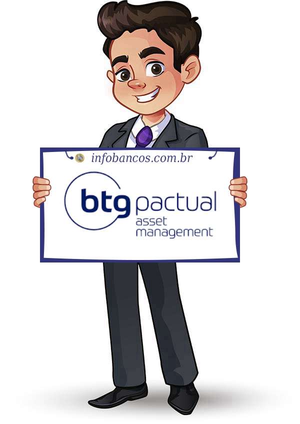 Foto do logotipo do BTG PACTUAL ASSET MANAGEMENT S.A. DISTRIBUIDORA DE TÍTULOS E VALORES MOBILIÁRIOS dentro de um quadro com um rapaz o segurando
