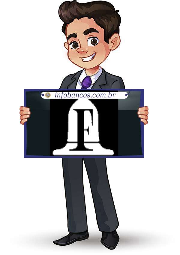 Foto do logotipo do FINANSINOS S.A. CREDITO, FINANCIAMENTO E INVESTIMENTO dentro de um quadro com um rapaz o segurando