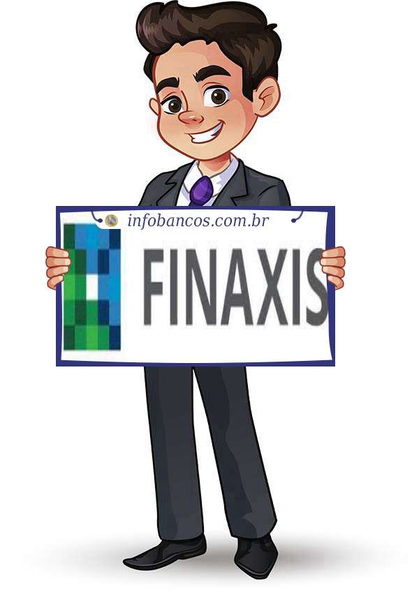 Foto do logotipo do FINAXIS CORRETORA DE TÍTULOS E VALORES MOBILIÁRIOS S.A. dentro de um quadro com um rapaz o segurando