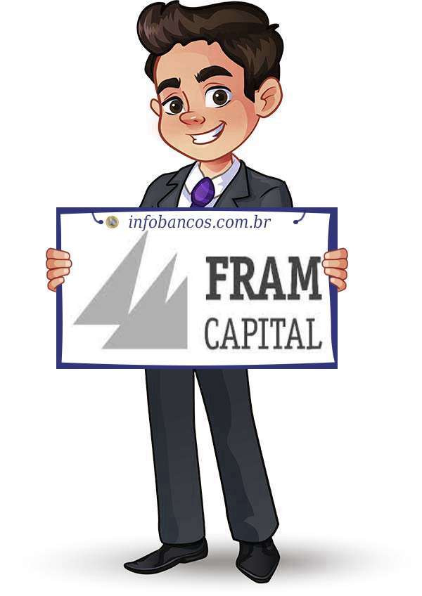 Foto do logotipo do FRAM CAPITAL DISTRIBUIDORA DE TÍTULOS E VALORES MOBILIÁRIOS S.A. dentro de um quadro com um rapaz o segurando