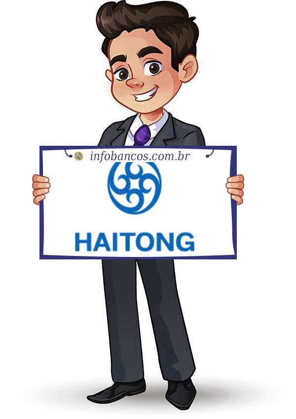 Foto do logotipo do HAITONG DO BRASIL DISTRIBUIDORA DE TÍTULOS E VALORES MOBILIÁRIOS S.A. dentro de um quadro com um rapaz o segurando