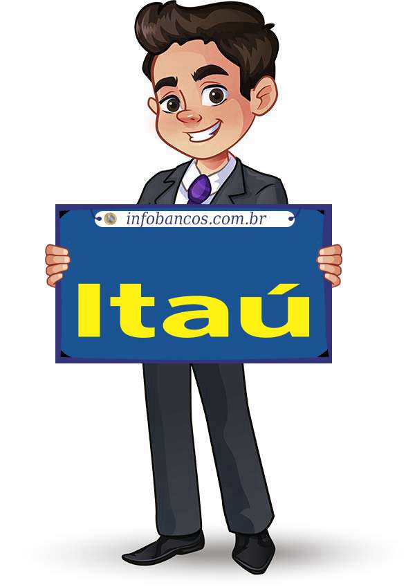 Foto do logotipo do ITAÚ UNIBANCO HOLDING S.A. dentro de um quadro com um rapaz o segurando