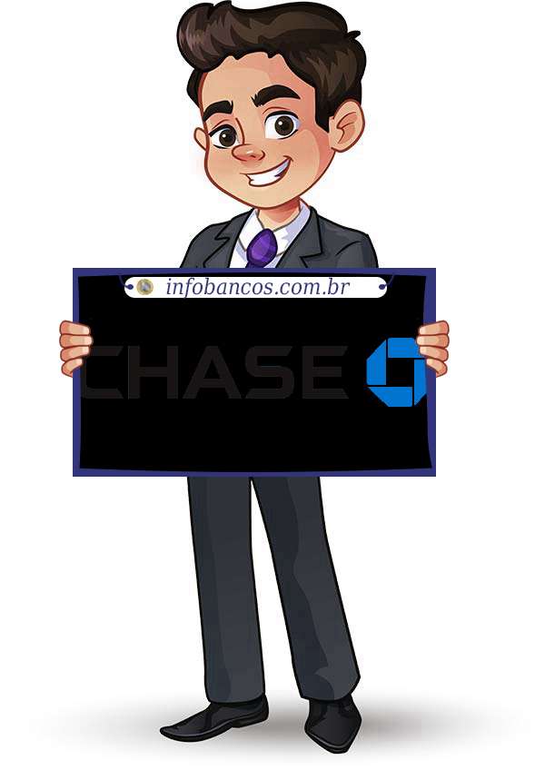 Foto do logotipo do JPMORGAN CHASE BANK, NATIONAL ASSOCIATION dentro de um quadro com um rapaz o segurando