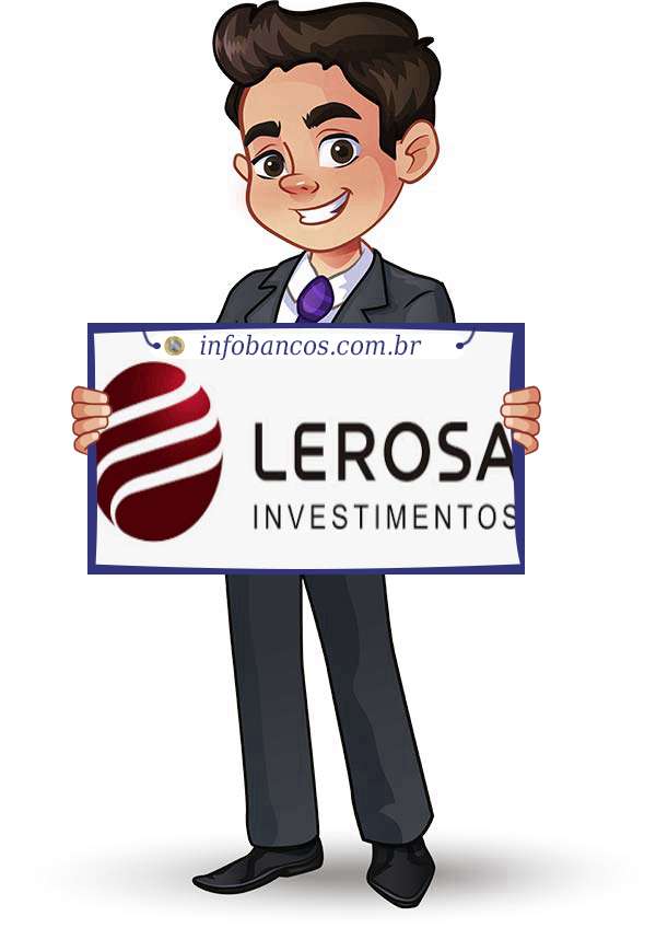 Foto do logotipo do LEROSA S.A. REPRESENTAÇÕES E PARTICIPAÇÕES dentro de um quadro com um rapaz o segurando