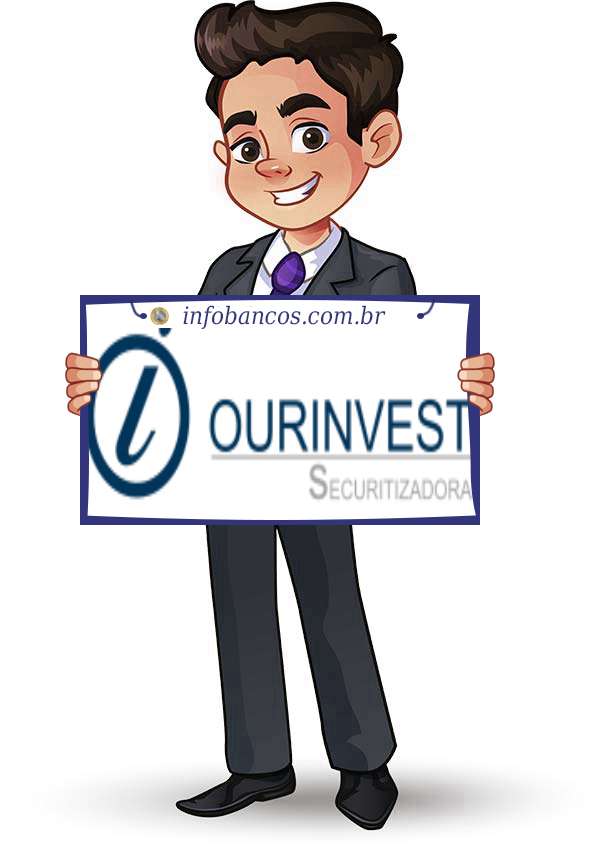 Foto do logotipo do OURINVEST DISTRIBUIDORA DE TÍTULOS E VALORES MOBILIÁRIOS S.A. dentro de um quadro com um rapaz o segurando