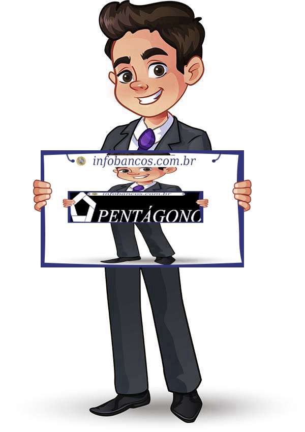 Foto do logotipo do PENTAGONO S/A DISTRIBUIDORA DE TITULOS E VALORES MOBILIARIOS dentro de um quadro com um rapaz o segurando