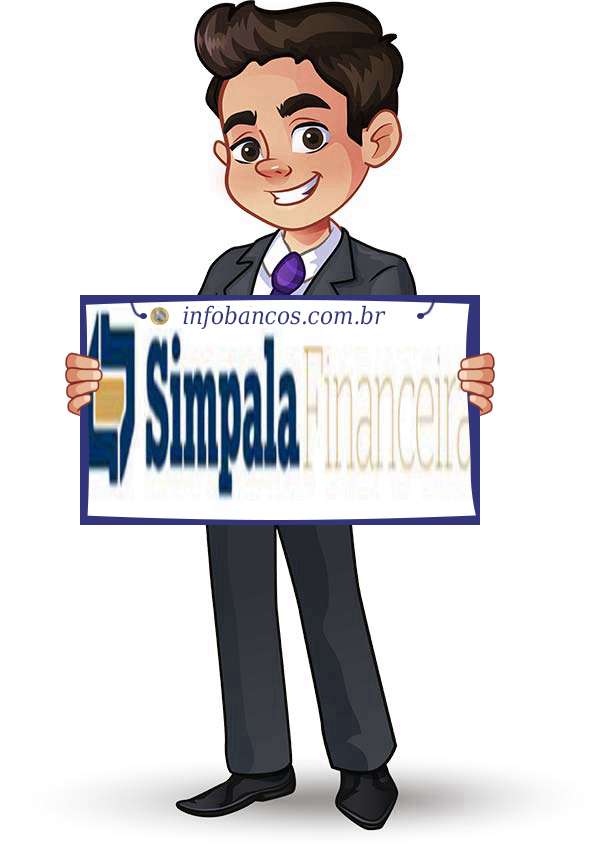 Foto do logotipo do SIMPALA S.A. CRÉDITO, FINANCIAMENTO E INVESTIMENTO dentro de um quadro com um rapaz o segurando