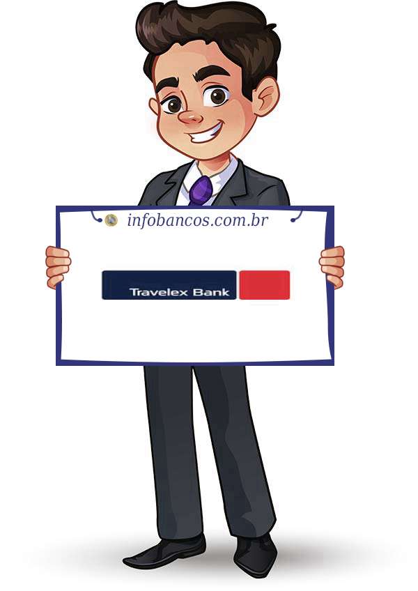 Foto do logotipo do TRAVELEX BANCO DE CÂMBIO S.A. dentro de um quadro com um rapaz o segurando