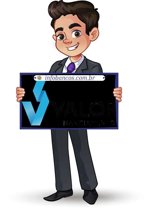 Foto do logotipo do VALOR SOCIEDADE DE CRÉDITO DIRETO S.A. dentro de um quadro com um rapaz o segurando